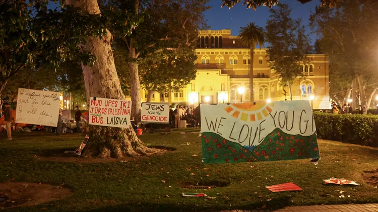 USC journalism professor Sandy Tolan talks about what he witnessed when visiting Gaza protest encampments on campus. He also responds to the commencement cancellation.