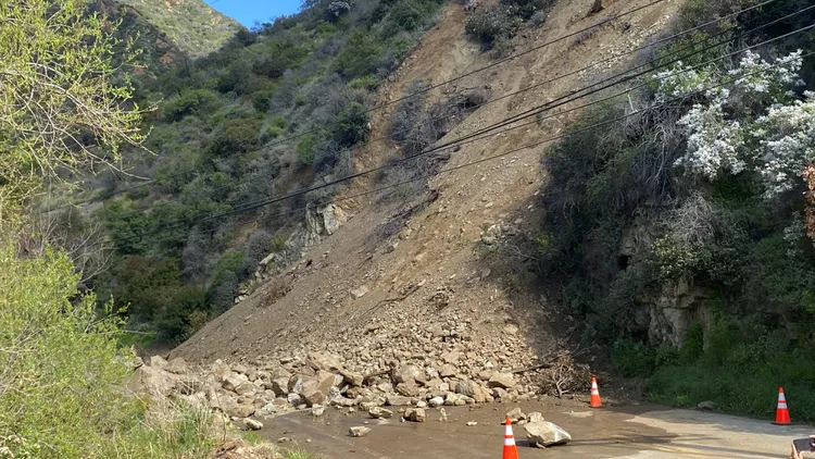 A landslide on Topanga Canyon Blvd. blocks access to Pacific Coast Highway, leading to three-hour commutes and potential catastrophe in fire season.