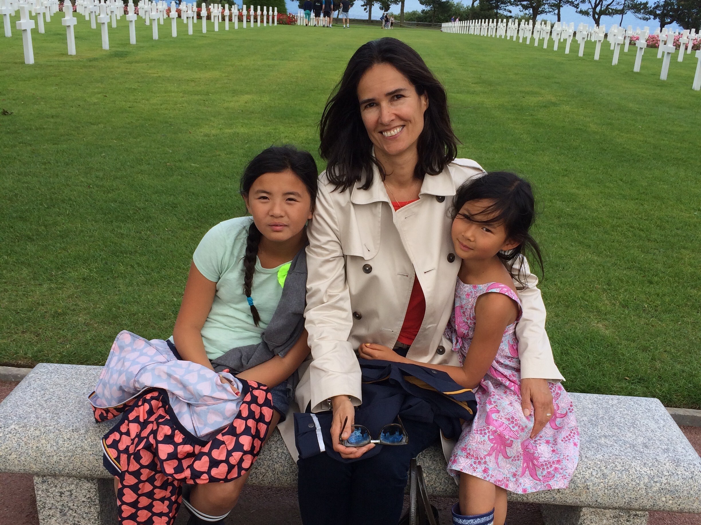  Scott Simon's family at the Normandy cemetery.